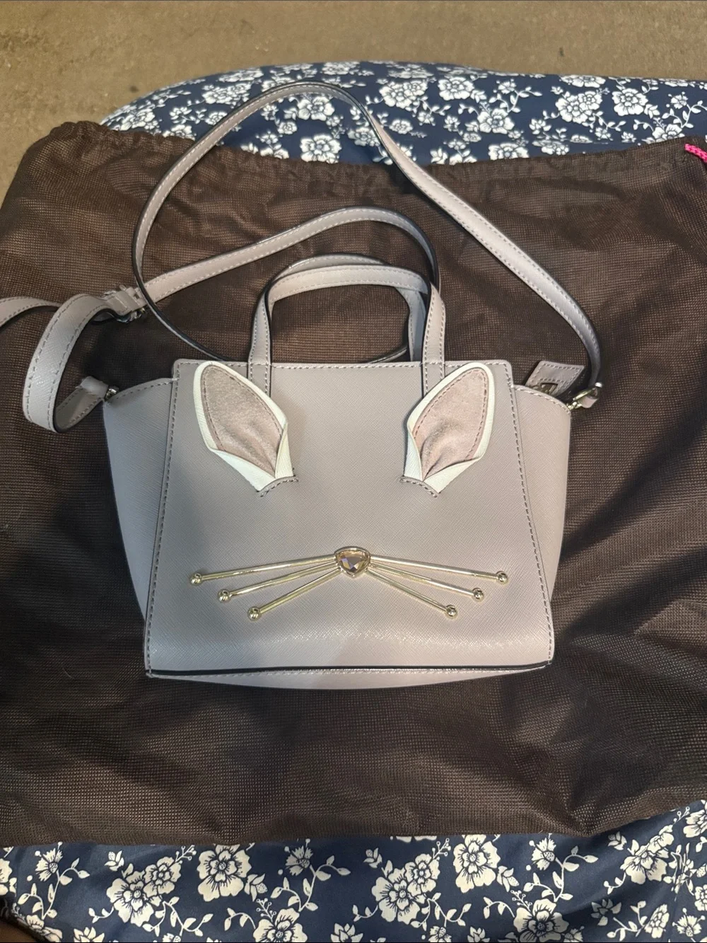 kate spade Gray Faux-Leather Bunny Accent Shoulder Bag